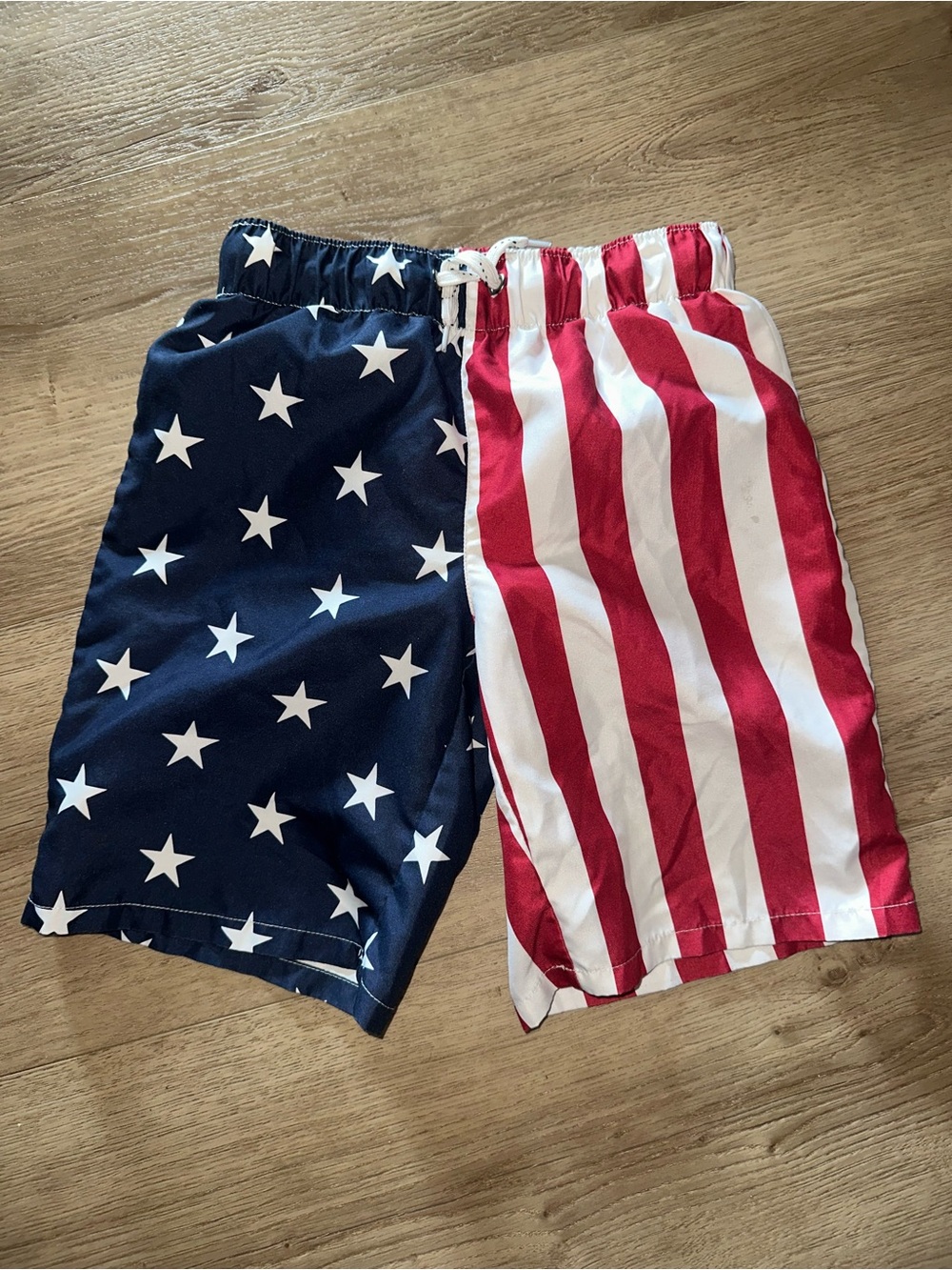 Kids Patriotic Stars & Stripes Swim/Board Shorts - Red, White & Blue